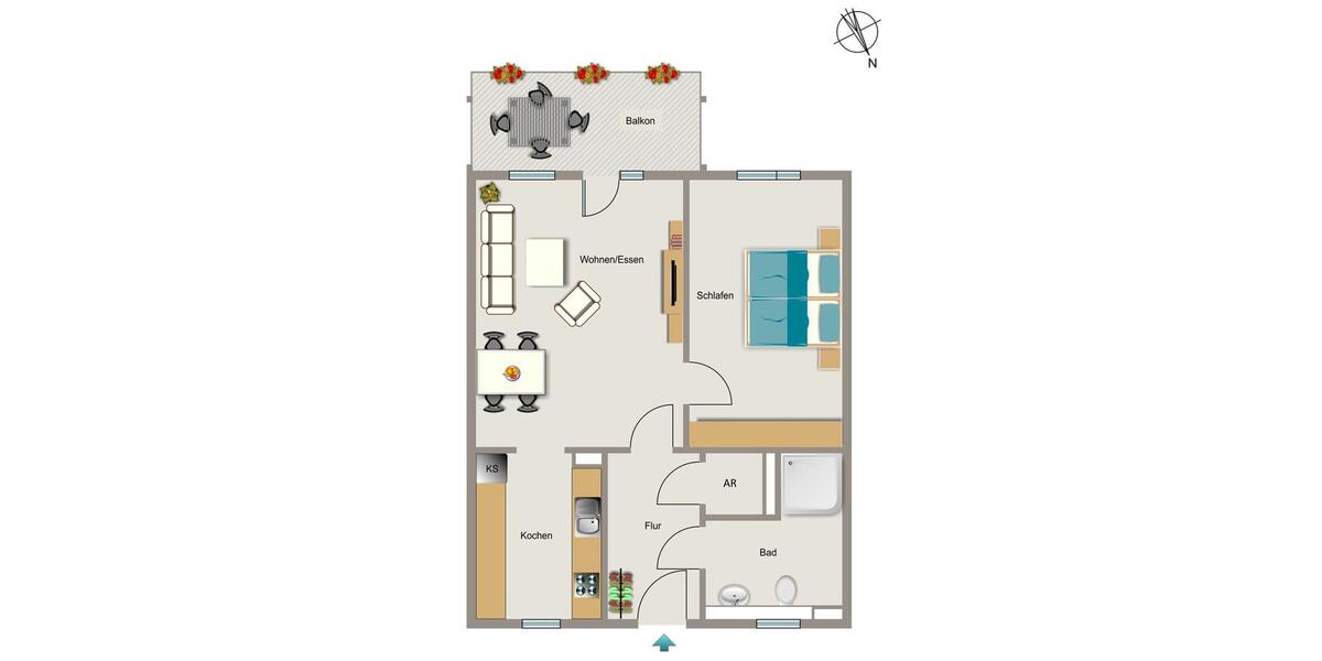Etagenwohnung Essen Stadtbezirk V - 2 Zimmer, 65 m&sup2;, 668&euro; | Angebot:24565636