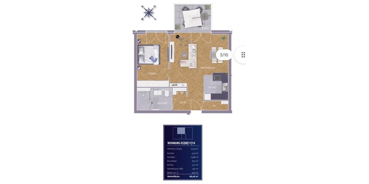 Etagenwohnung Düsseldorf Lörick - 2 Zimmer, 68 m&sup2;, 1.700&euro; | Angebot:25381651