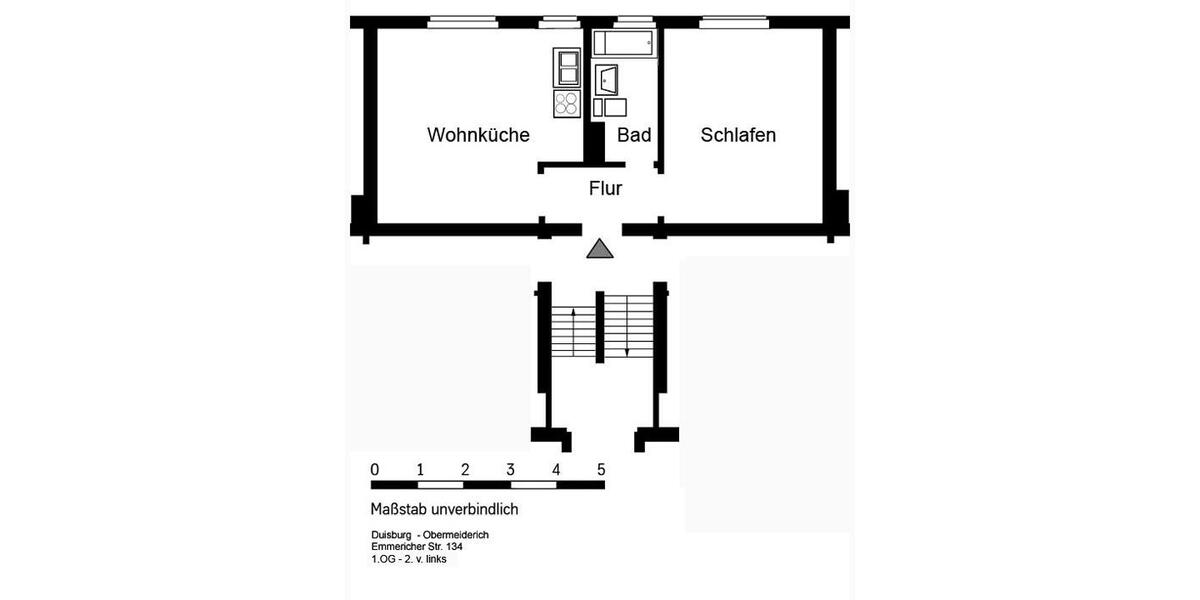 Etagenwohnung Duisburg Ruhrort - 1 Zimmer, 38 m&sup2;, 349&euro; | Angebot:25963948