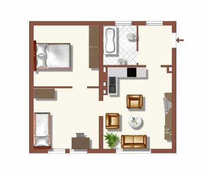 Erdgeschoßwohnung Duisburg Huckingen - 2 Zimmer, 56 m&sup2;, 509&euro; | Angebot:23810093