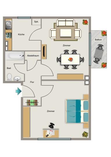 Erdgeschoßwohnung Neukirchen-Vluyn Vluyn - 2.5 Zimmer, 44 m&sup2;, 397&euro; | Angebot:25699119