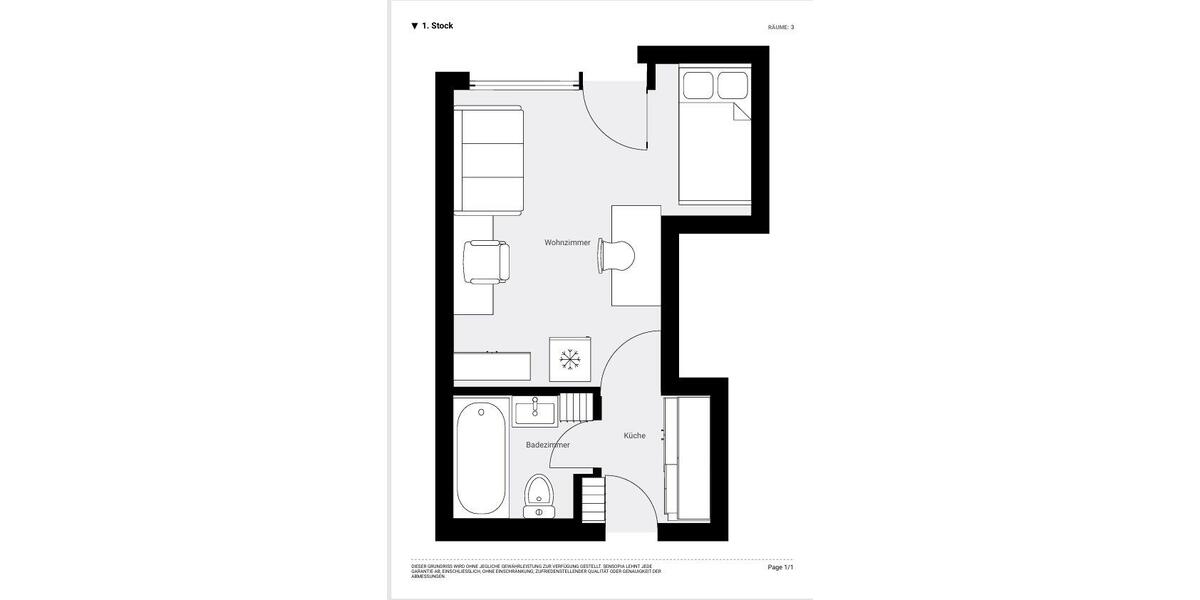 Etagenwohnung Düsseldorf Stadtbezirk 5 - 1 Zimmer, 22 m&sup2;, 90.000&euro; | Angebot:26728980