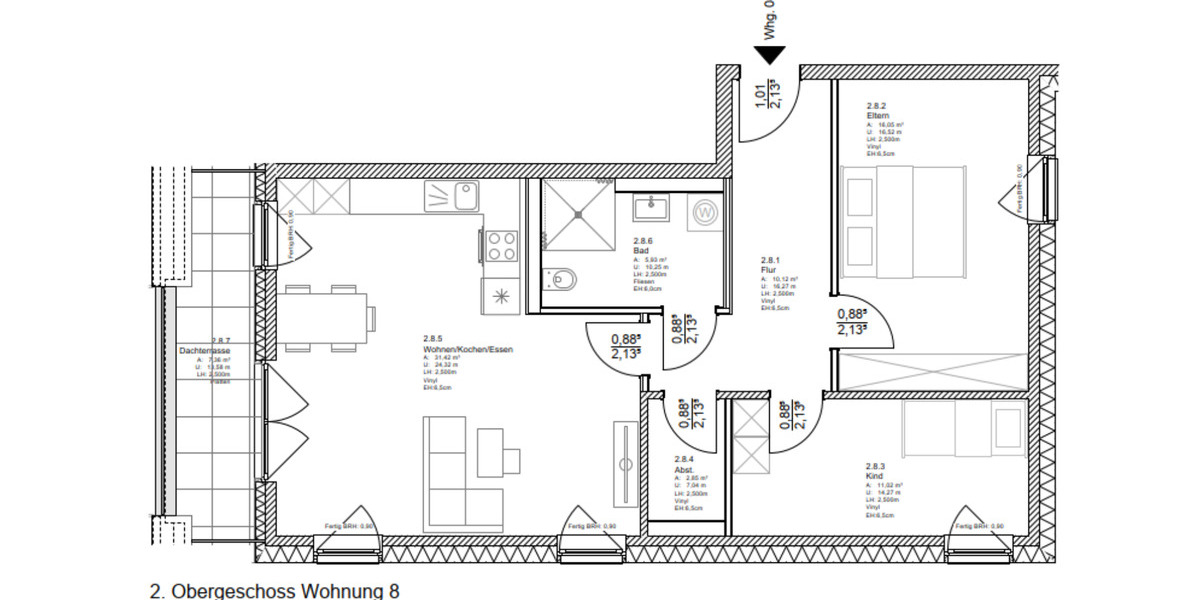 Dachgeschoßwohnung Rheurdt - 3 Zimmer, 79 m&sup2;, 522&euro; | Angebot:25378997