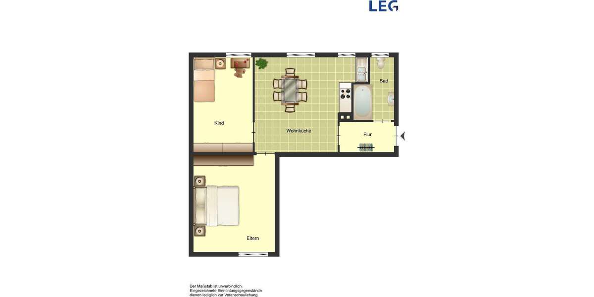 Etagenwohnung Duisburg Huckingen - 2 Zimmer, 51 m&sup2;, 469&euro; | Angebot:25371974
