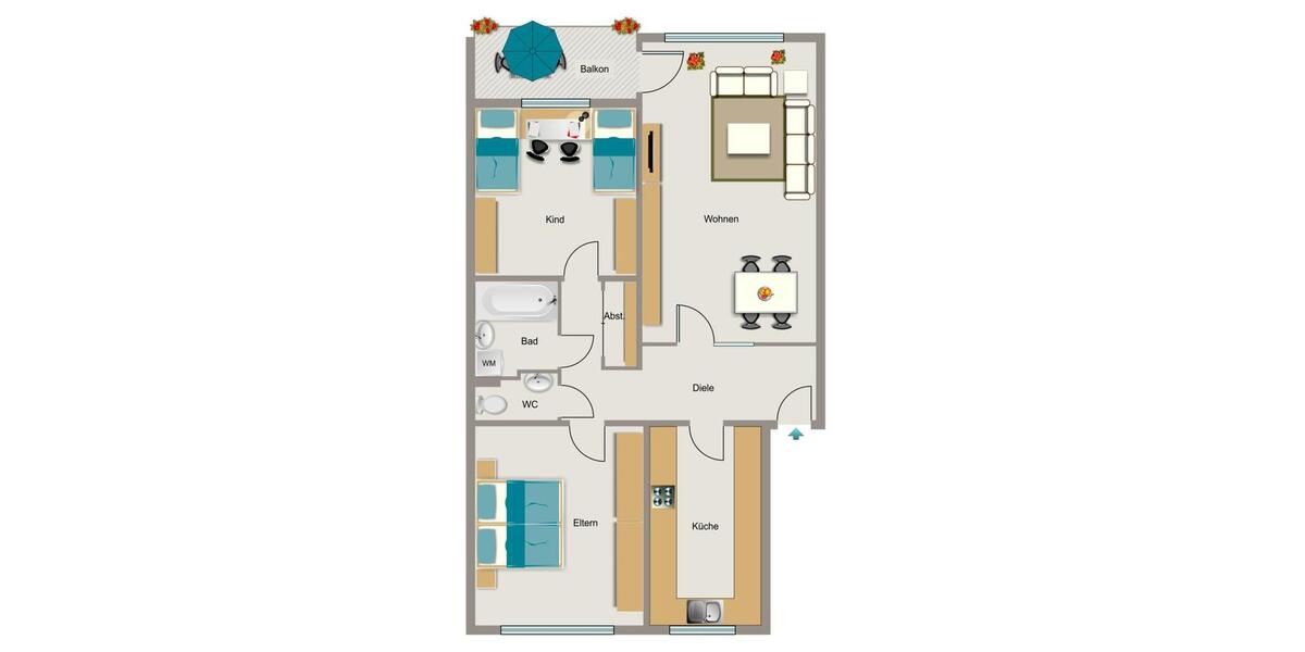 Erdgeschoßwohnung Duisburg Walsum - 3.5 Zimmer, 80 m&sup2;, 432&euro; | Angebot:25956766