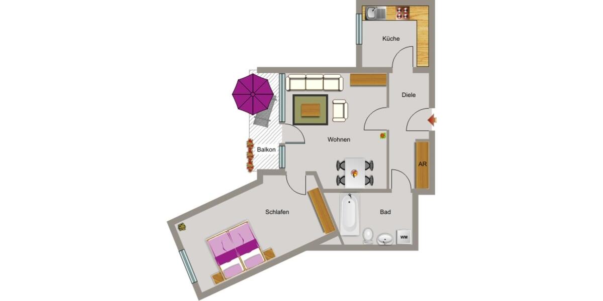 Etagenwohnung Duisburg Mittelmeiderich - 2.5 Zimmer, 62 m&sup2;, 446&euro; | Angebot:25850563