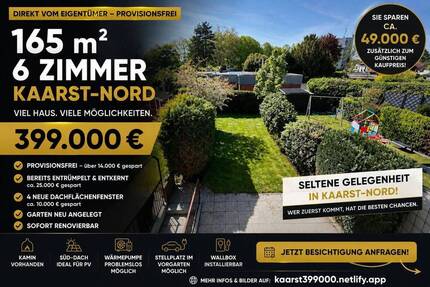 Haus Kaarst Kaarst-Nord - 6 Zimmer, 165 m&sup2;, 399.000&euro; | Angebot:26731021