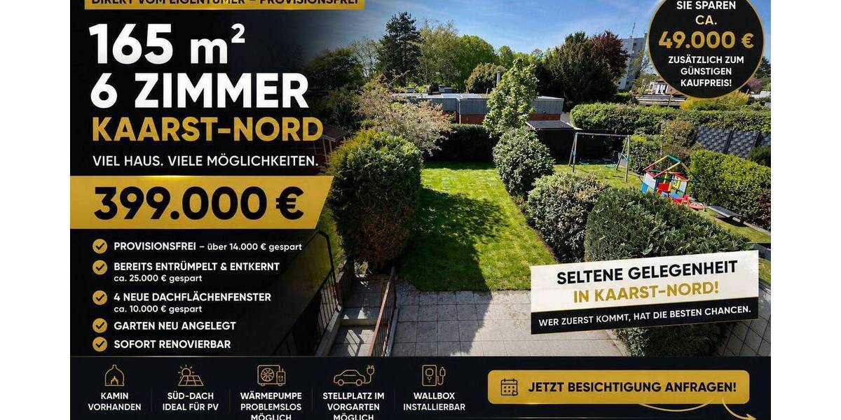 Reihenmittelhaus Kaarst Kaarst-Nord - 6 Zimmer, 165 m&sup2;, 399.000&euro; | Angebot:26731021