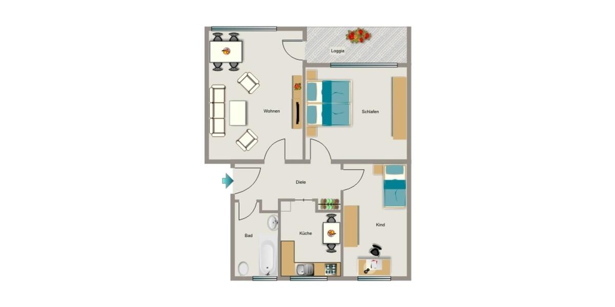 Etagenwohnung Moers Rheinkamp - 3.5 Zimmer, 69 m&sup2;, 581&euro; | Angebot:25956799
