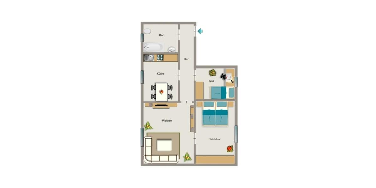 Erdgeschoßwohnung Duisburg Beeck - 3.5 Zimmer, 51 m&sup2;, 365&euro; | Angebot:25850564