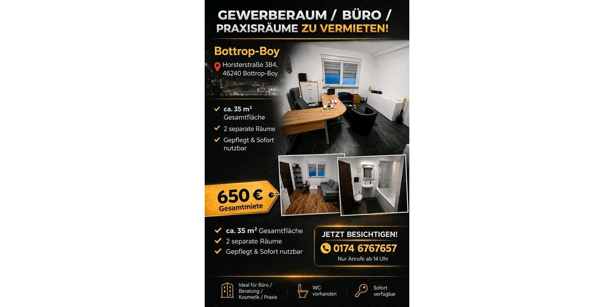 Gewerbeobjekt Bottrop Boy - 500&euro; | Angebot:26637625