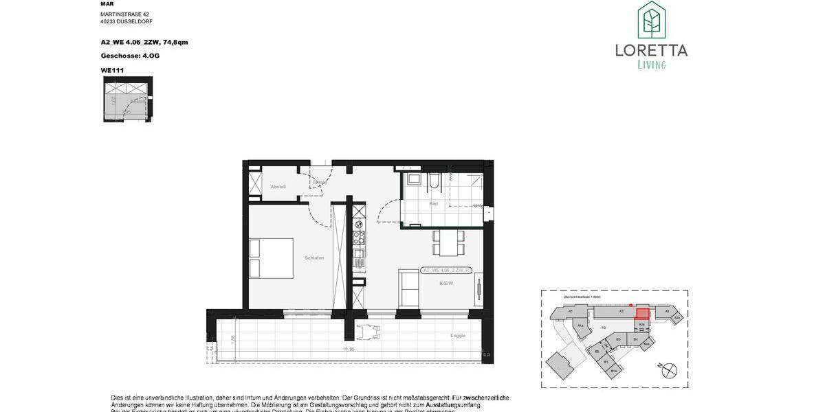 Dachgeschoßwohnung Düsseldorf Stadtbezirk 3 - 2 Zimmer, 75 m&sup2;, 1.485&euro; | Angebot:25614439