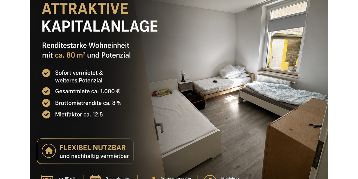 Etagenwohnung Krefeld - 4 Zimmer, 82 m&sup2;, 150.000&euro; | Angebot:26595871
