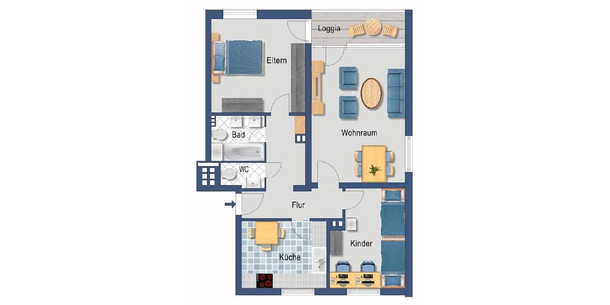 Etagenwohnung Hünxe - 3 Zimmer, 72 m&sup2;, 600&euro; | Angebot:26614527