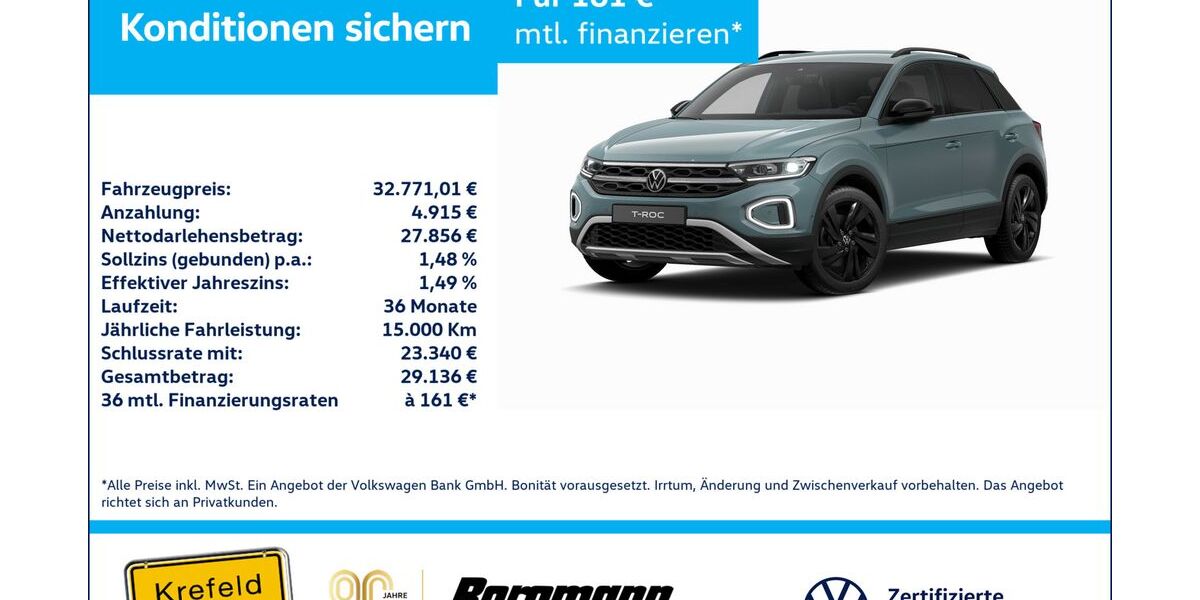 VW T-Roc 4.444 km 32.771 &euro; Krefeld 47803