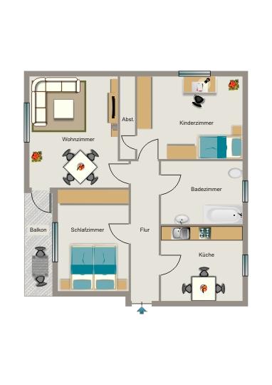 Etagenwohnung Essen Stadtbezirk VI - 3.5 Zimmer, 63 m&sup2;, 489&euro; | Angebot:25958496