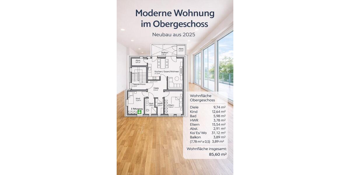 Etagenwohnung Geldern - 3 Zimmer, 86 m&sup2;, 1.140&euro; | Angebot:25961240