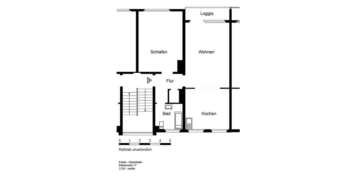 Etagenwohnung Essen Stadtbezirk IV - 3 Zimmer, 55 m&sup2;, 509&euro; | Angebot:23233289