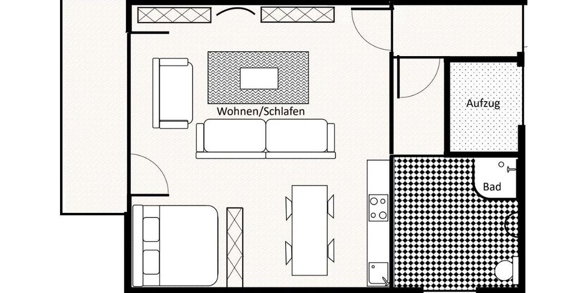 Etagenwohnung Kaarst - 1 Zimmer, 45 m&sup2;, 675&euro; | Angebot:26025014
