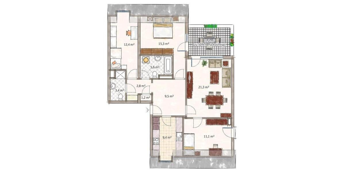 Etagenwohnung Essen Stadtbezirk VI - 4 Zimmer, 99 m&sup2;, 299.000&euro; | Angebot:25050114