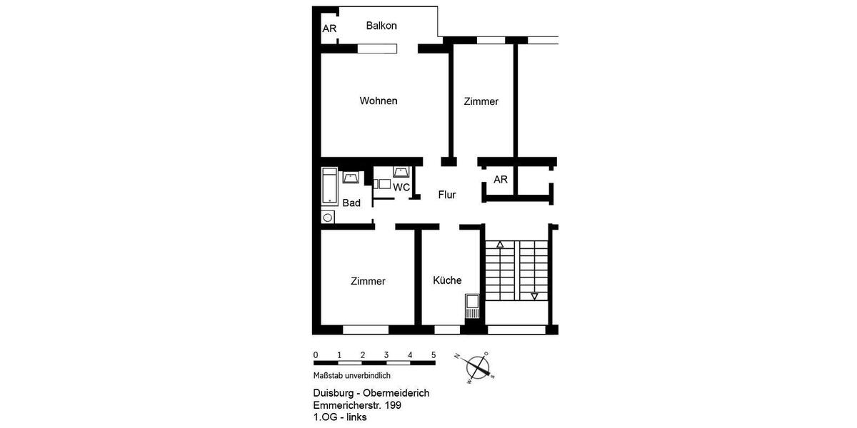 Etagenwohnung Duisburg Ruhrort - 3 Zimmer, 80 m&sup2;, 599&euro; | Angebot:25963945