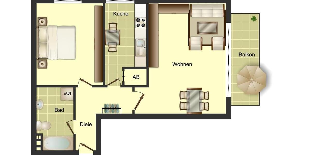 Etagenwohnung Voerde (Niederrhein) - 2.5 Zimmer, 65 m&sup2;, 320&euro; | Angebot:25837592