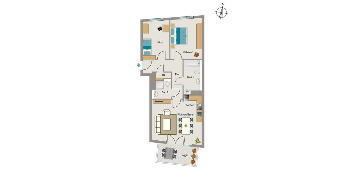 Etagenwohnung Düsseldorf Pempelfort - 3 Zimmer, 87 m&sup2;, 1.415&euro; | Angebot:26329903