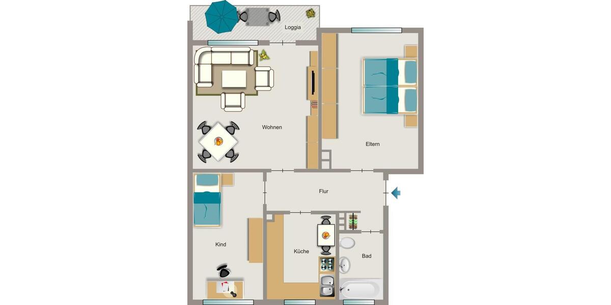Erdgeschoßwohnung Duisburg Walsum - 3.5 Zimmer, 56 m&sup2;, 457&euro; | Angebot:25956805