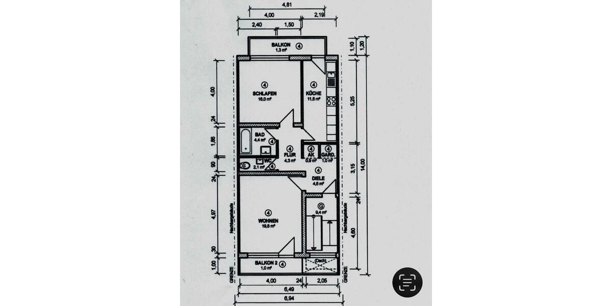 Etagenwohnung Oberhausen - 2 Zimmer, 67 m&sup2;, 495&euro; | Angebot:25103860