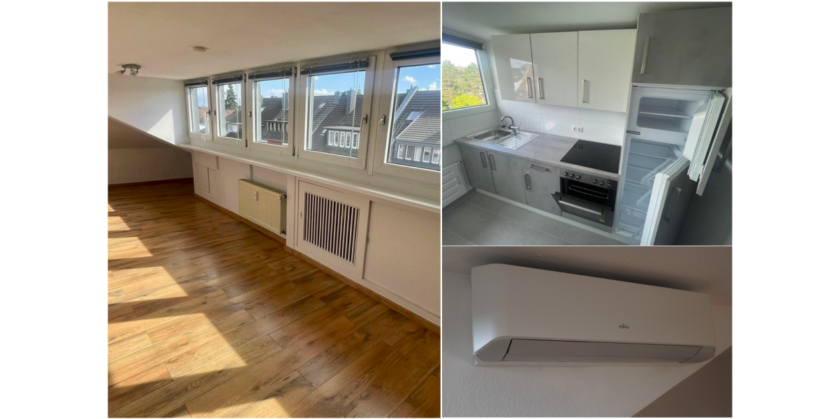 Provisionsfrei* SOFORT FREI! Rhein-nah - 2-Zm Penthouse Oberkassel - renoviert, Klimaanlage Einbauküche 55m² - Einfamilienhaus Düsseldorf Oberkassel | Angebot:25926108