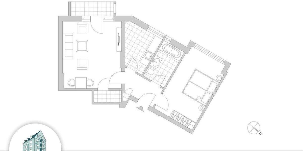 Etagenwohnung Düsseldorf Pempelfort - 2 Zimmer, 57 m&sup2;, 269.000&euro; | Angebot:25928925
