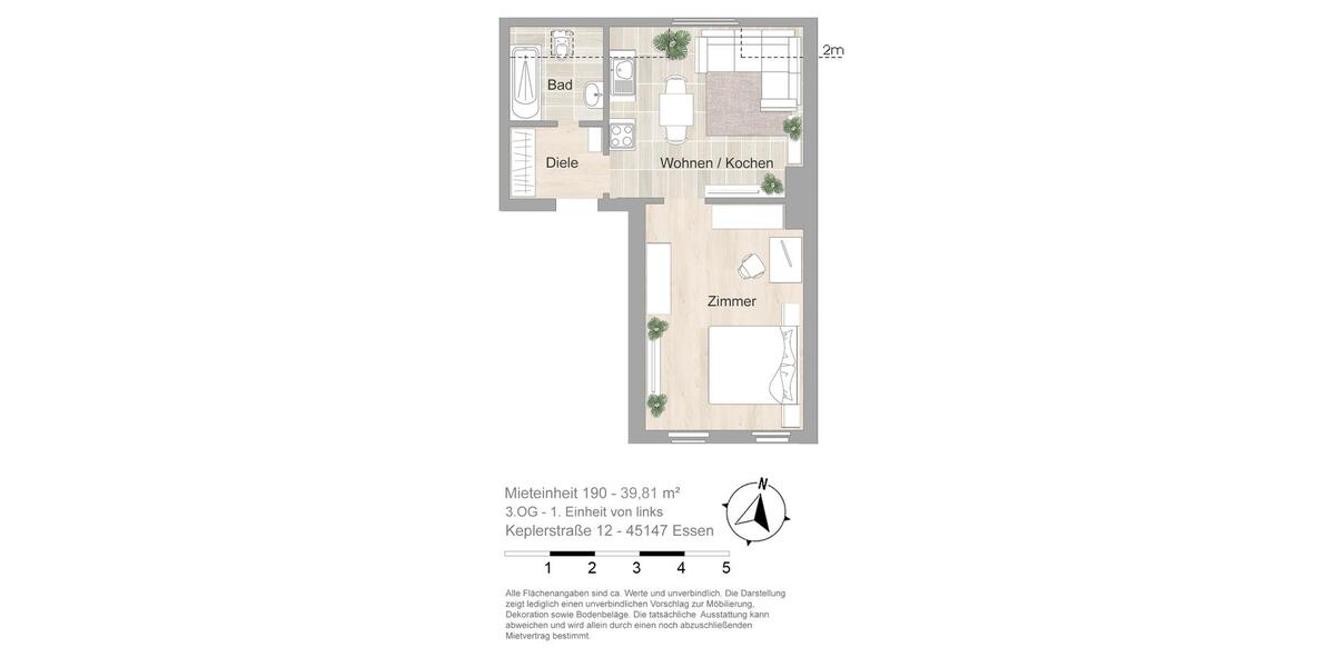 Dachgeschoßwohnung Essen Stadtbezirk III - 2 Zimmer, 40 m&sup2;, 502&euro; | Angebot:25987535