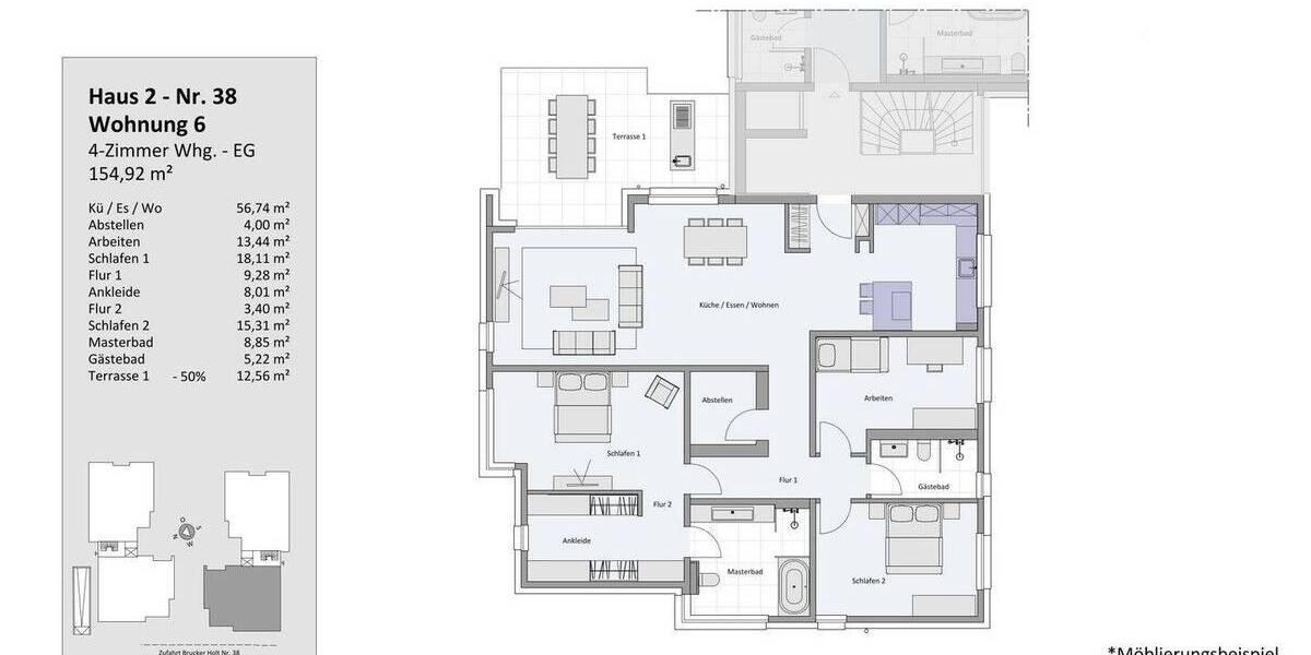 Etagenwohnung Essen / Bredeney Bredeney - 4 Zimmer, 154 m&sup2;, 2.944&euro; | Angebot:25926823