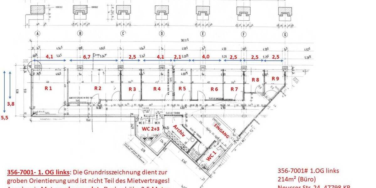 Gewerbeobjekt Krefeld Stadtmitte - 9 Zimmer, 214 m&sup2;, 1.200&euro; | Angebot:25684498