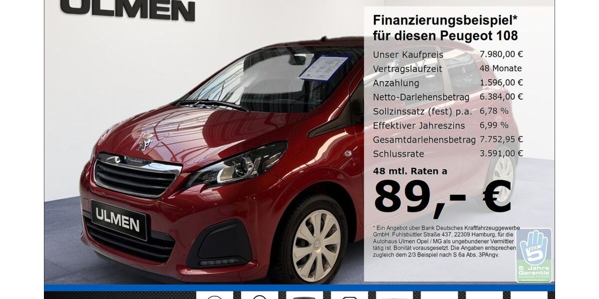 Peugeot 108 94.298 km 7.980 &euro; Düsseldorf 40231