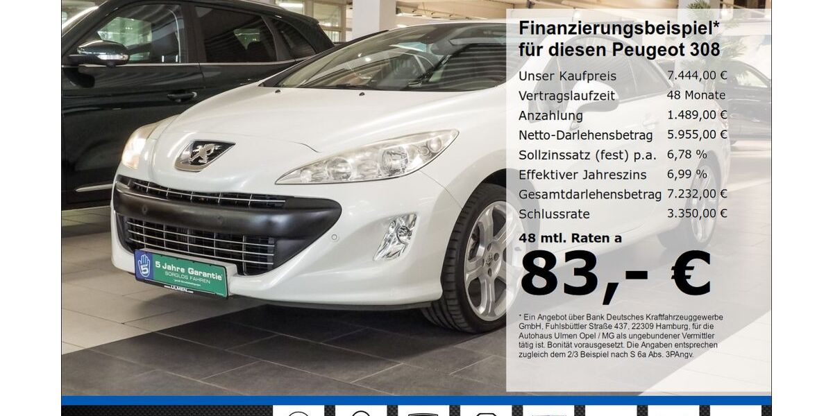 Peugeot 308 123.550 km 7.444 &euro; Düsseldorf 40231