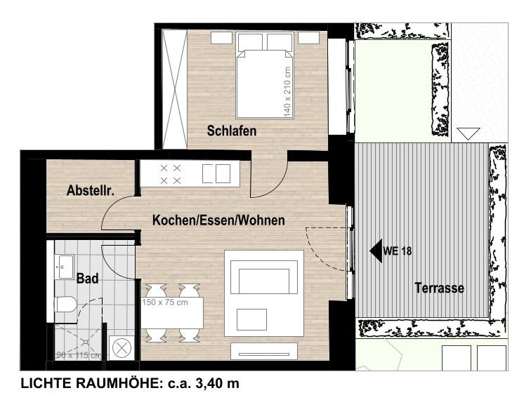 Erdgeschoßwohnung Krefeld Fischeln - 2 Zimmer, 51 m&sup2;, 772&euro; | Angebot:26600831