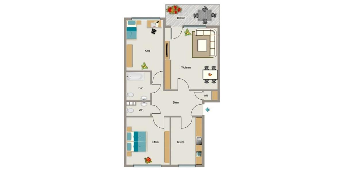 Etagenwohnung Duisburg Walsum - 3.5 Zimmer, 75 m&sup2;, 408&euro; | Angebot:25956767