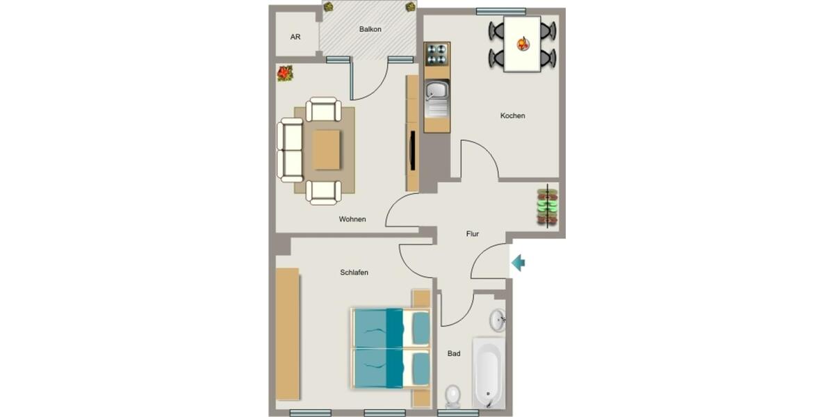 Erdgeschoßwohnung Essen Stadtbezirk III - 2.5 Zimmer, 55 m&sup2;, 458&euro; | Angebot:25982846