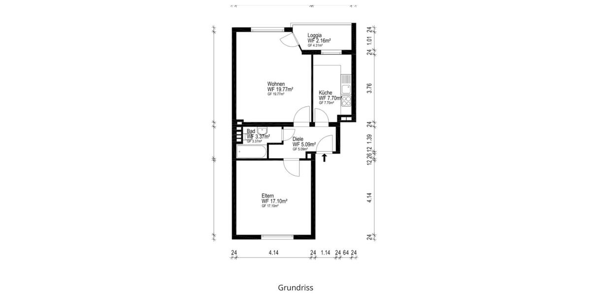 Etagenwohnung Mülheim an der Ruhr Rechtsruhr-Nord - 2 Zimmer, 55 m&sup2;, 550&euro; | Angebot:26449050