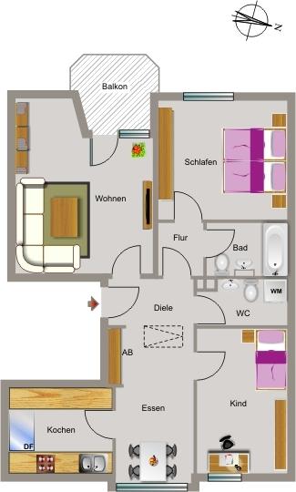 Etagenwohnung Neukirchen-Vluyn Vluyn - 3.5 Zimmer, 77 m&sup2;, 357&euro; | Angebot:26702983