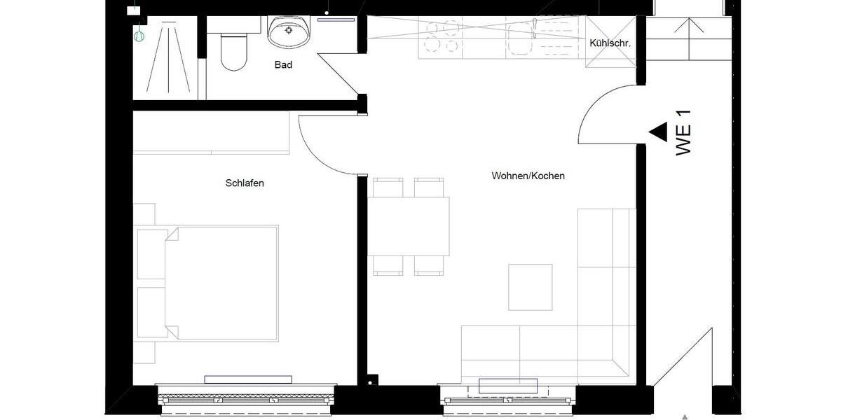 Erdgeschoßwohnung Duisburg Beeck - 2 Zimmer, 32 m&sup2;, 75.000&euro; | Angebot:26663525