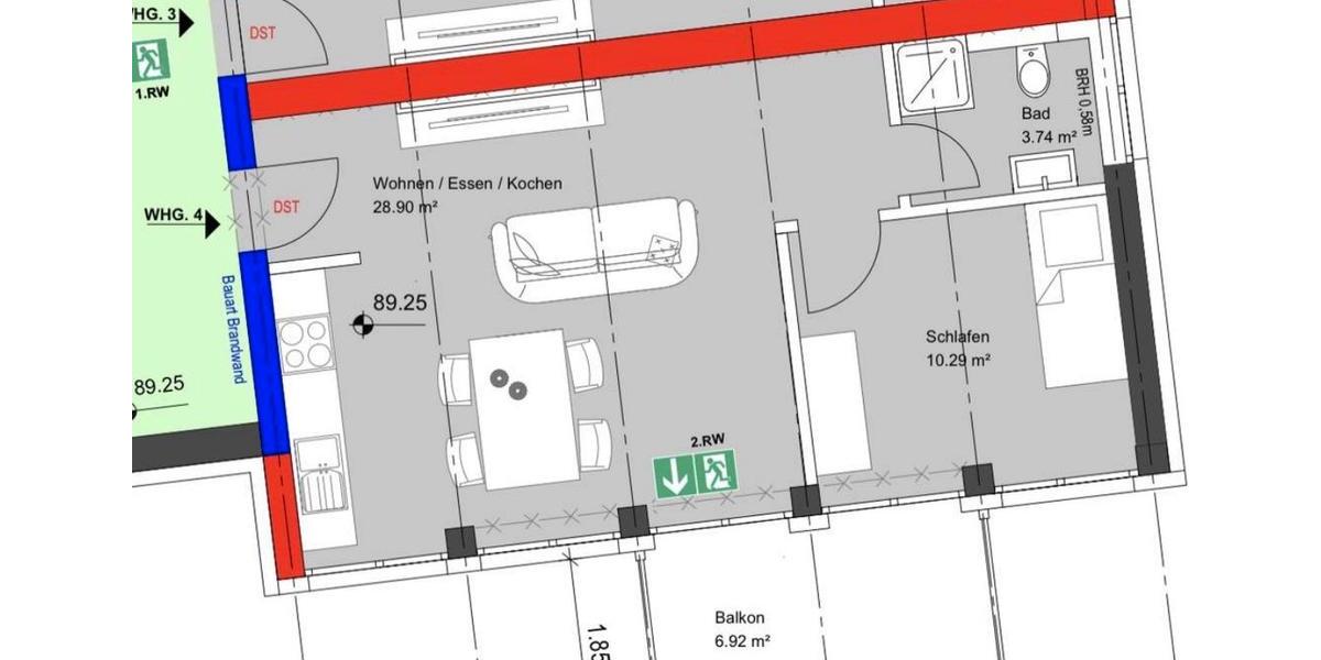 Etagenwohnung Essen Stadtkern - 2 Zimmer, 46 m&sup2;, 850&euro; | Angebot:24728069