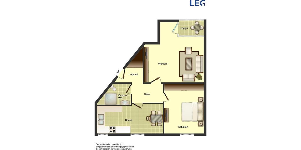 Etagenwohnung Duisburg Essenberg - 2 Zimmer, 59 m&sup2;, 353&euro; | Angebot:17164865