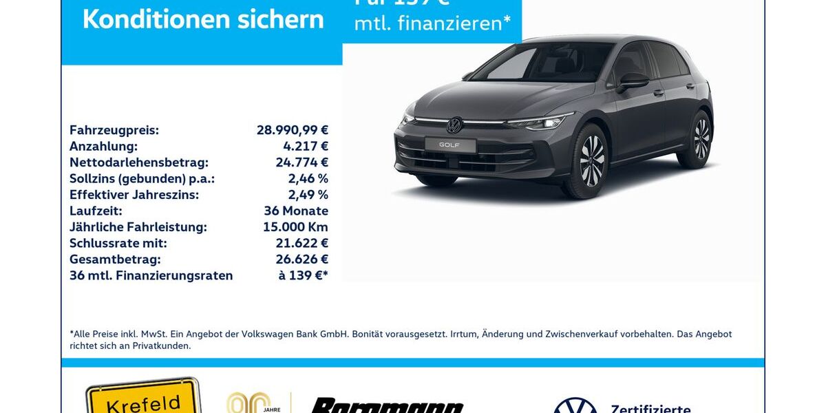 VW Golf 20.906 km 28.662 &euro; Krefeld 47803