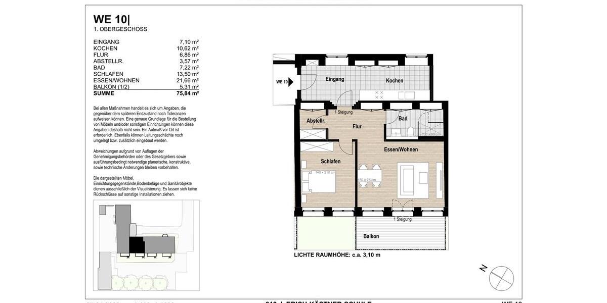 Etagenwohnung Krefeld Fischeln - 2.5 Zimmer, 76 m&sup2;, 1.062&euro; | Angebot:25081013