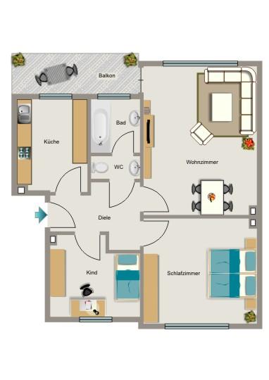 Etagenwohnung Neukirchen-Vluyn Vluyn - 3.5 Zimmer, 58 m&sup2;, 498&euro; | Angebot:25665135
