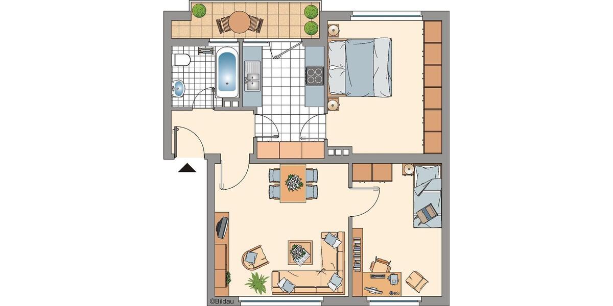 Erdgeschoßwohnung Duisburg Rheinhausen - 2 Zimmer, 47 m&sup2;, 429&euro; | Angebot:25874906
