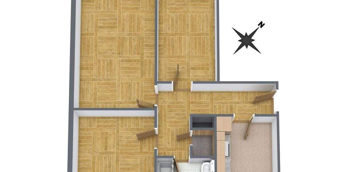 Etagenwohnung Krefeld Stadtmitte - 3 Zimmer, 75 m&sup2;, 650&euro; | Angebot:25689242