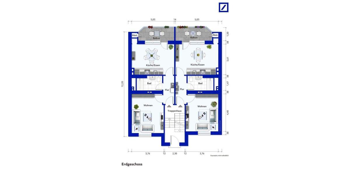 Etagenwohnung Düsseldorf Flingern Süd - 2 Zimmer, 44 m&sup2;, 145.000&euro; | Angebot:25779410